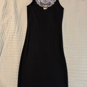 Express Black Top with Silver Sequins
